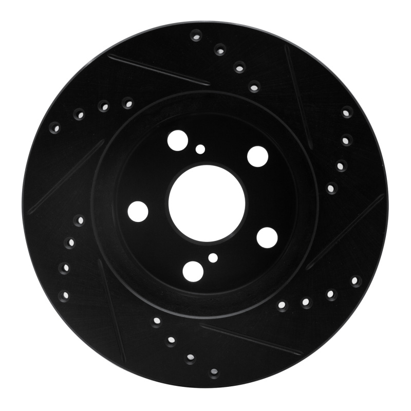 Toyota Celica Brake Rotor (1) - Front Left - R1 Concepts - Drilled & Slotted - Black - `94-`00